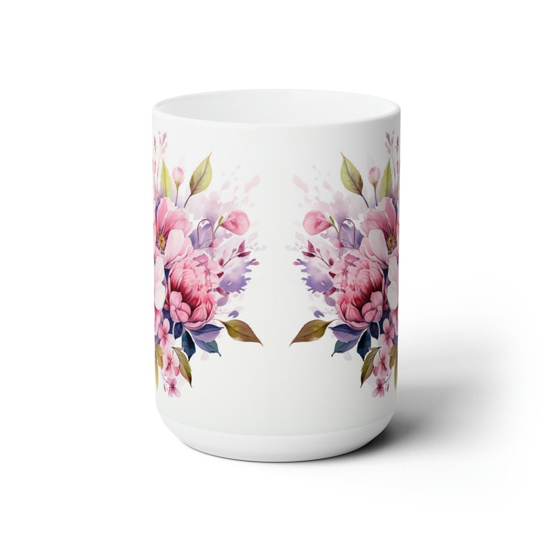 Taza de cerámica con estampado floral de 444 ml (15 oz), popular, superventas, regalos por menos de 10 €, tendencia en Etsy, idea de regalo de Navidad, artículo más vendido imagen 4