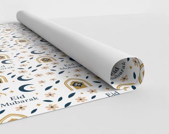 Papel de regalo Eid Mubarak, Papel de regalo Eid, 1 o 3 hojas