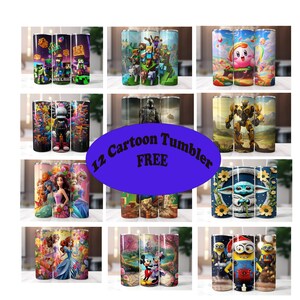 cartoon 40 oz Tumbler Wrap, Tumbler Wrap PNG, Sublimation Desing,Cartoon,Character Mug,gifts for,Cute Tumbler Cup image 3