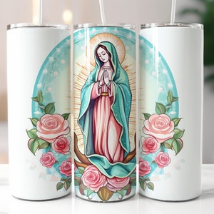 Virgen De Guadalupe 20 oz Sublimation Tumbler Design, &quot;9.3 x 8.2&quot; Straight Skinny Tumbler Wrap PNG, Sublimation Design PNG, Instant Download