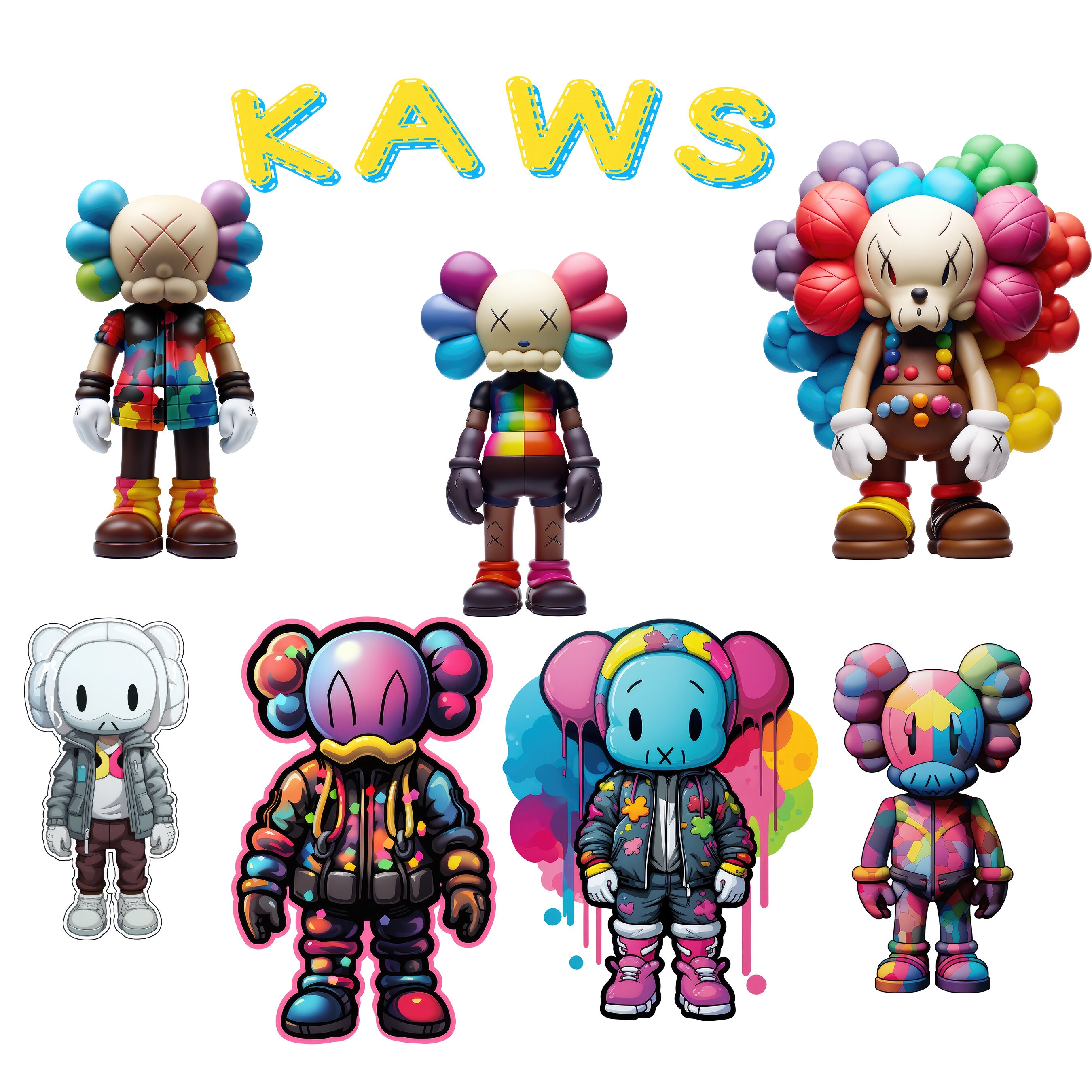 64Pcs/Set ✘✘ Kaws Stickers ✘✘ Cool Kaws - Sticker's attack