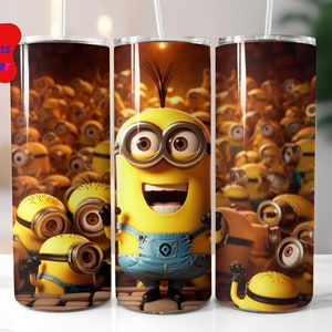 Vaso delgado de 20 oz con diseño de Minions, envoltura de vaso de Super Mario (PNG), diseño de sublimación (PNG), descarga digital (PNG) recta