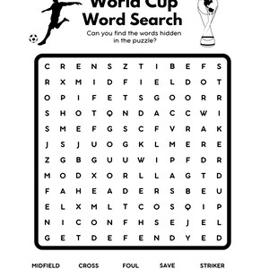 Printable Soccer Word Search Worksheet Instant Download Activity Page ...