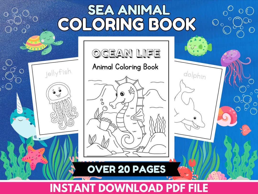 Printable Coloring Pages Ocean Life Sea Animal Themed - Etsy