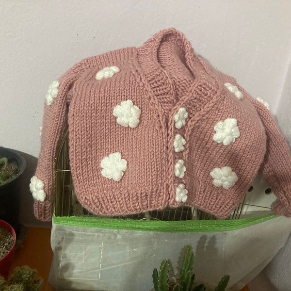 handgemachte Baby Strickjacke,Babydecke,Baby Strickjacke,Easy Knit Baby,Jacke Strickjacke,Gestrickte Handgemachte Baby Blumen Strickjacke,