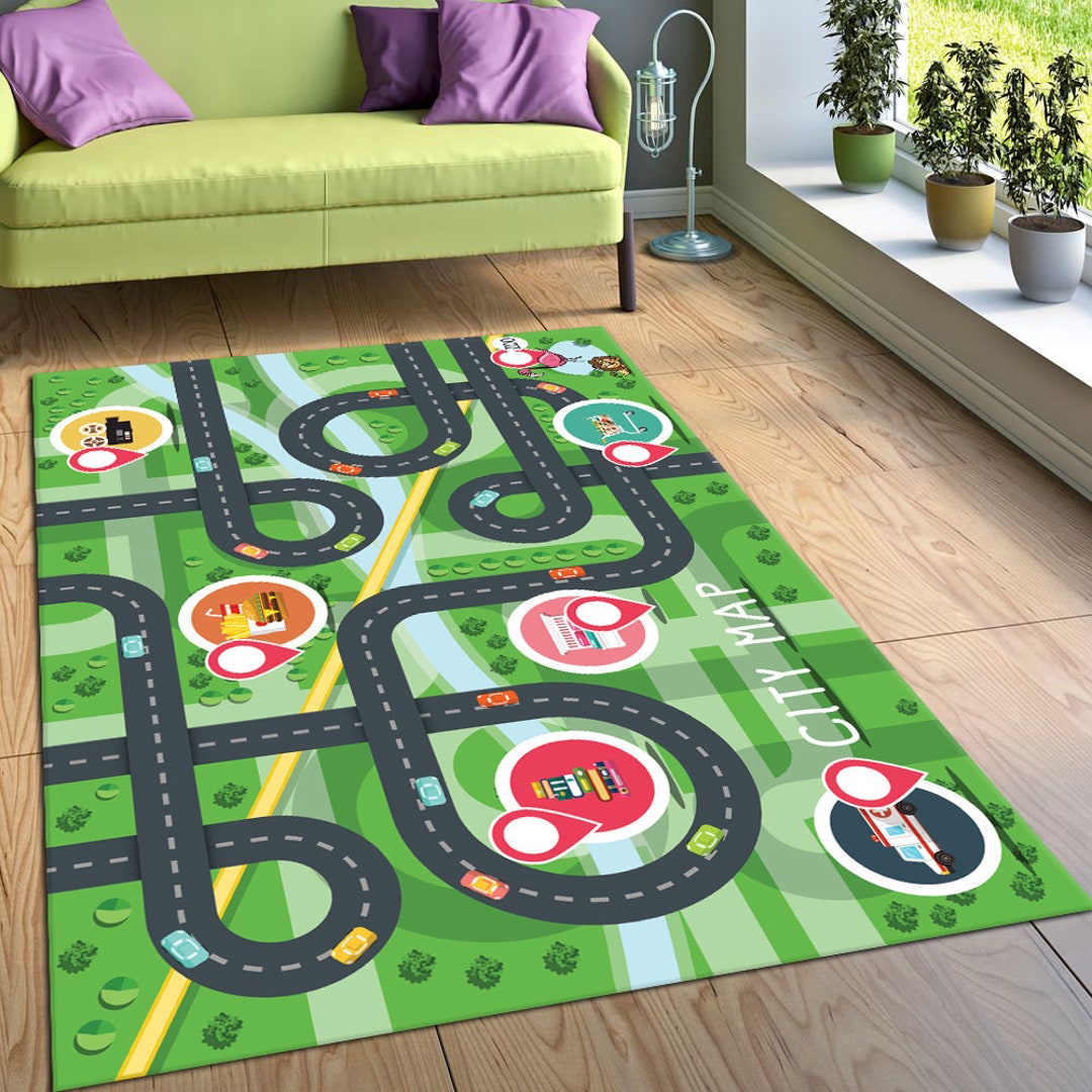 Kids City Rug Modern Rugs Personalized Rugs Kids Room Rug Etsy