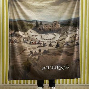 Throw Blanket, Picture Blanket, Athens, Greece, Picnic Blanket, Travel Souvenir, Housewarming, Vacation Gift, Travel Gift, Unique, Cool,