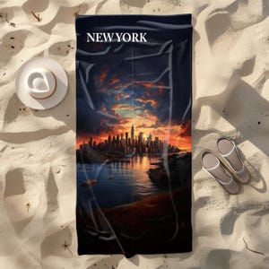 Beach Towel, Bath Towel, New York, USA, Pool Towel, Beach Gifts, Travel Souvenir, Summer gifts, Housewarming, Gifts For Travelers, Unique,