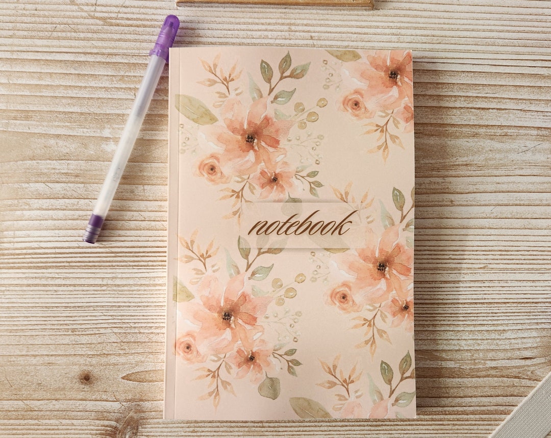 Pink Floral Journal, Lined Pages With Date - Etsy