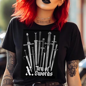 Ten of Swords Tarot Card Shirt Punk Tarot T-shirt Goth Clothing