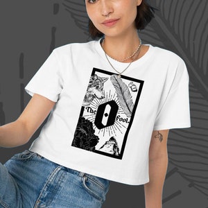 Top corto con la carta del Tarot de El Loco, regalo para ella. Top corto con la carta del Tarot de El Loco, regalo de tarot independiente. Top bonito con la carta del Tarot de El Loco. Tarot vintage de El Loco. Cosas de brujas.