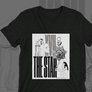 La chemise de carte de tarot étoilée, cadeau pour elle, cadeau de tarot, cadeau de tarot étoiles indépendant, t-shirt tarot vintage, t-shirt d'objets magiques uniques