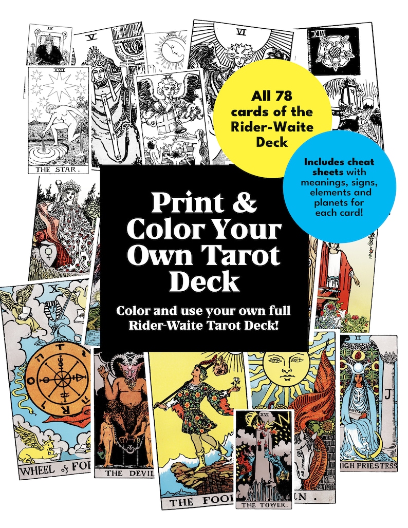 Printable Rider Waite Tarot Deck Color Your Own Tarot Cards