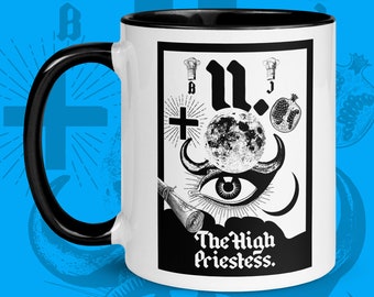 Taza de la carta del Tarot de La Sacerdotisa, regalo de tarot independiente, cartas de La Sacerdotisa, tarot vintage de La Sacerdotisa, artículos de brujería, mal de ojo