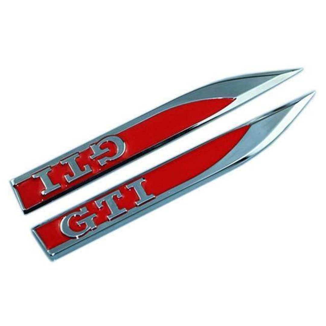 2X GTI Logo Emblem Blade Fender Wing Red Silver Shiny V.VV 148 Etsy