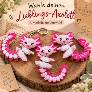 Llavero Axolotl Articulado | Axolotl Flexi Impreso en 3D | Regalo para Fans del Axolotl imagen 1