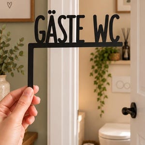 Guest WC Door Frame Sign | Modern 3D Printed Toilet Sign | Bathroom Decor image 3