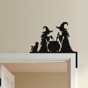 Halloween Door Decor Two Witches with Cauldron | Black Spooky Decoration (20x20cm) image 5