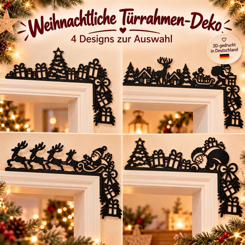 Christmas Door Frame Decor | 4 Designs | 3D Printed Door Topper image 2