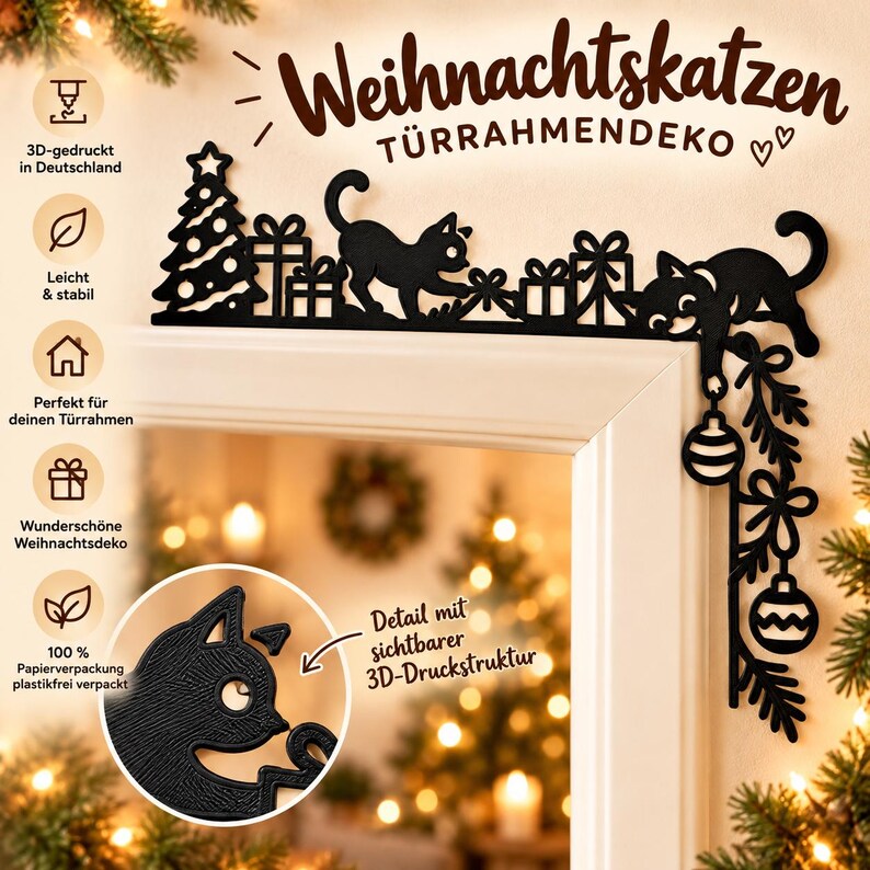 Playful Christmas Door Frame Decoration | 4 Designs | 3D Printed image 8