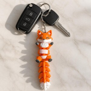 Fox Keychain Movable | 3D Print Flexi Figure with Bushy Tail | Gift for Animal Lovers image 6