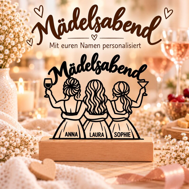 Personalized Bride and Maid of Honor Standees | 3D Decoration with Names | Gift for Bride and Best Friend | Hen Party Girls' Night Out image 6