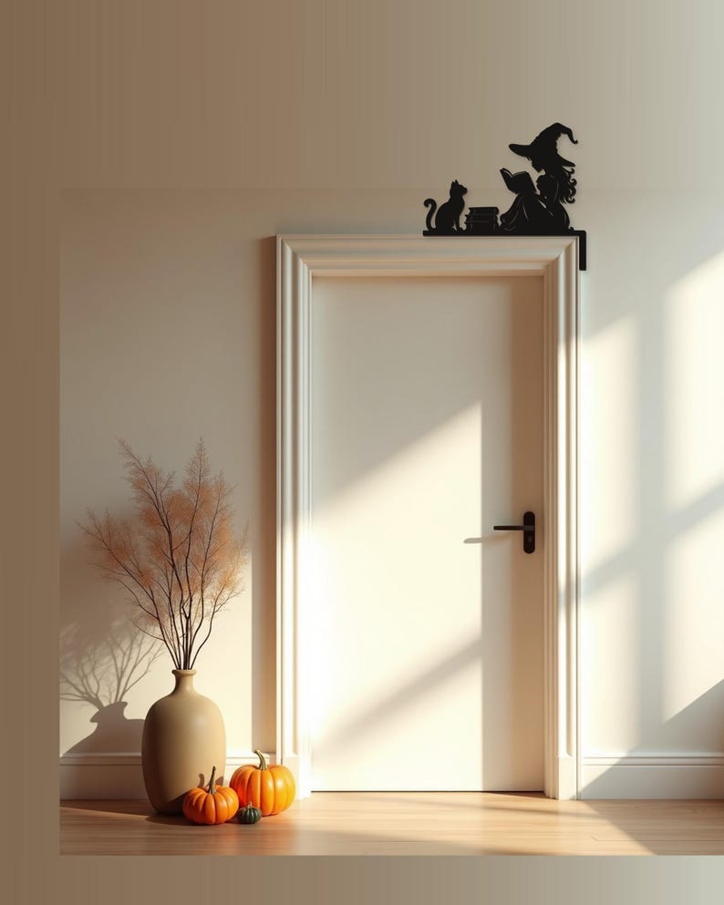 Halloween Door Decor Reading Witch with Books | Black Spooky Decoration (20x20cm) image 6