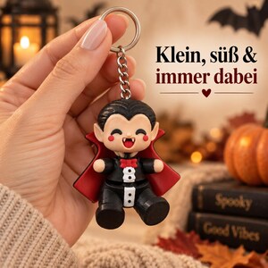 Dracula Movable Keychain | 3D Printed Flexible Vampire Figure | Halloween Gift image 3