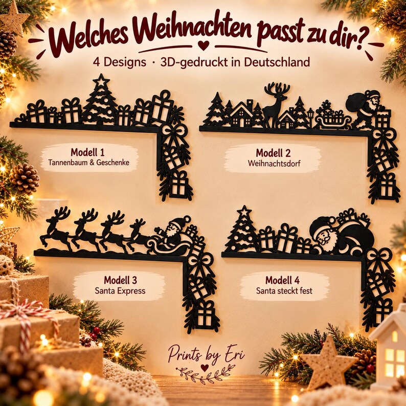 Christmas Door Frame Decor | 4 Designs | 3D Printed Door Topper image 6