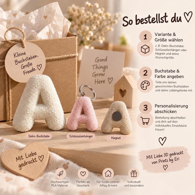 Teddy Letter Nursery Decor | 3D Letter in Your Choice of Colour | Decor, Magnet or Keyring | New Baby Gift image 7