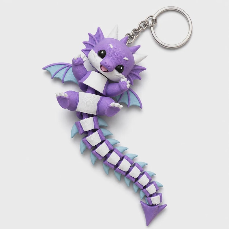 Dragon Keychain Movable | 3D Print Flexi Baby Dragon with Wings | Gift for Dragon Fans image 5