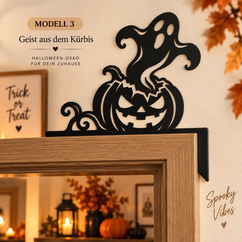 Pumpkin & Ghosts Halloween Door Topper | 3 Designs | 3D Printed Door Decor image 5