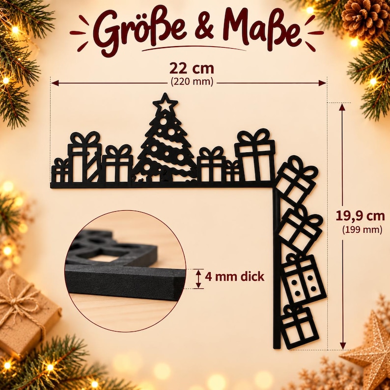 Christmas Door Frame Decor | 4 Designs | 3D Printed Door Topper image 4
