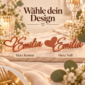 Personalized wedding place card with name and heart | 3D place card | Name tag napkin | Table decoration and wedding favor image 7