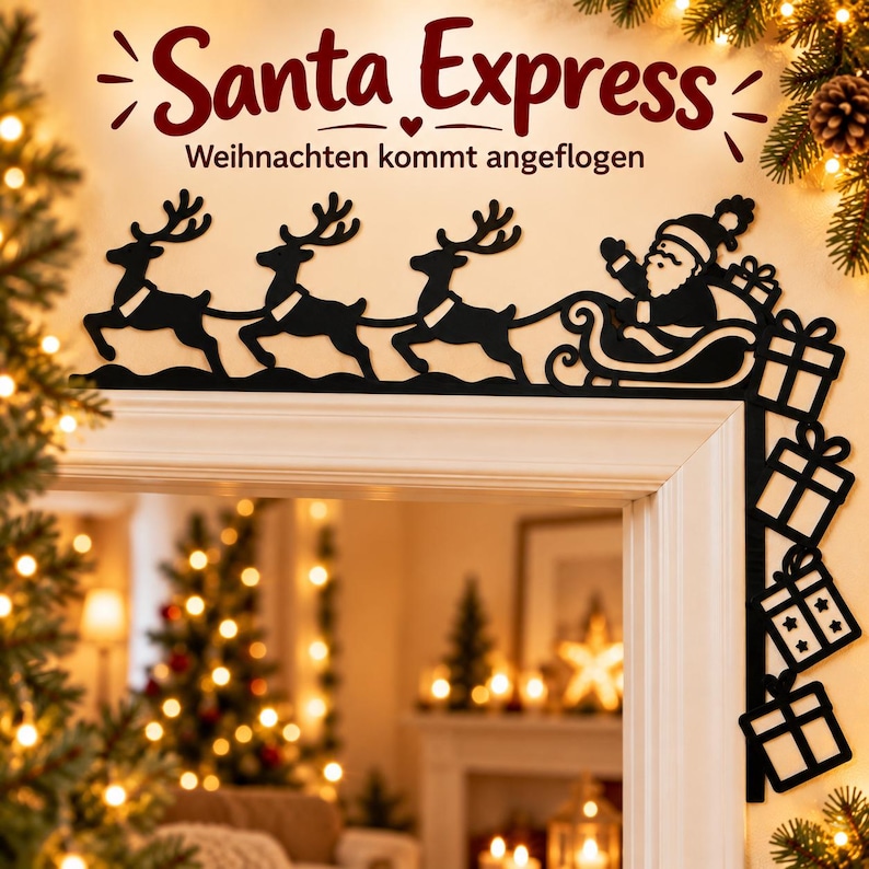 Christmas Door Frame Decor | 4 Designs | 3D Printed Door Topper image 3