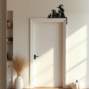 Halloween Door Decor Witch & Witch Child with Cauldron | Black Spooky Decor (20x20cm) image 6