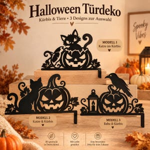 Calabaza, Gato & Cuervo Halloween para Puerta | 3 Modelos | Impreso en 3D imagen 1