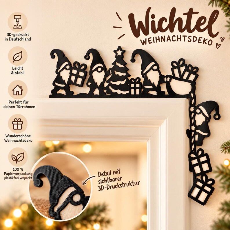 Playful Christmas Door Frame Decoration | 4 Designs | 3D Printed image 7