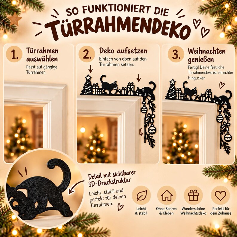 Playful Christmas Door Frame Decoration | 4 Designs | 3D Printed image 4
