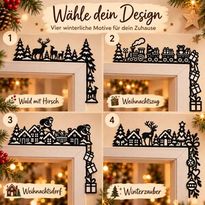 Juldekoration till dörrkarm | 4 vintermotiv | Skog, tåg och by | 3D-utskriven bild 6