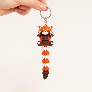 Red Panda Keychain Movable | 3D Print Flexi Figure with Curly Tail | Gift for Animal Lovers image 5