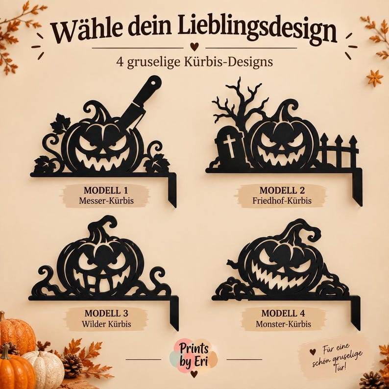 Scary Halloween Pumpkin Door Topper | Knife, Graveyard, Wild, Monster | 3D Print image 3