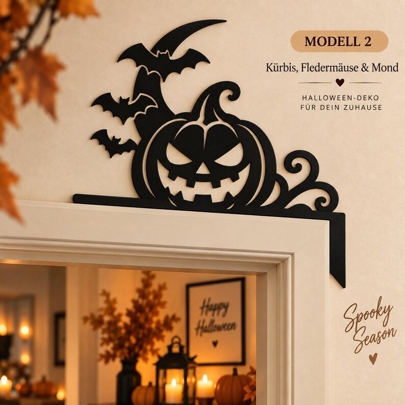 Pumpkin & Ghosts Halloween Door Topper | 3 Designs | 3D Printed Door Decor image 4