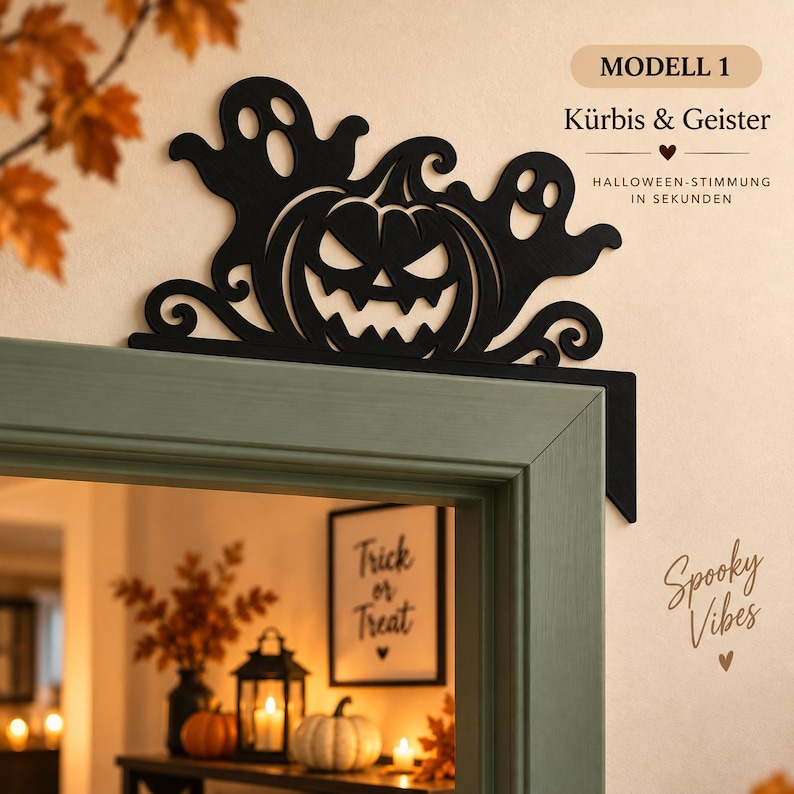 Pumpkin & Ghosts Halloween Door Topper | 3 Designs | 3D Printed Door Decor image 3