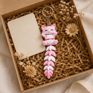 Cat Keychain Movable | 3D Print Flexi Cat Kawaii | Gift for Cat Lovers image 7