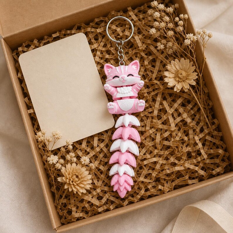 Cat Keychain Movable | 3D Print Flexi Cat Kawaii | Gift for Cat Lovers image 7