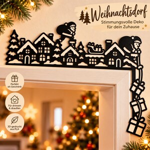 Juldekoration till dörrkarm | 4 vintermotiv | Skog, tåg och by | 3D-utskriven bild 3