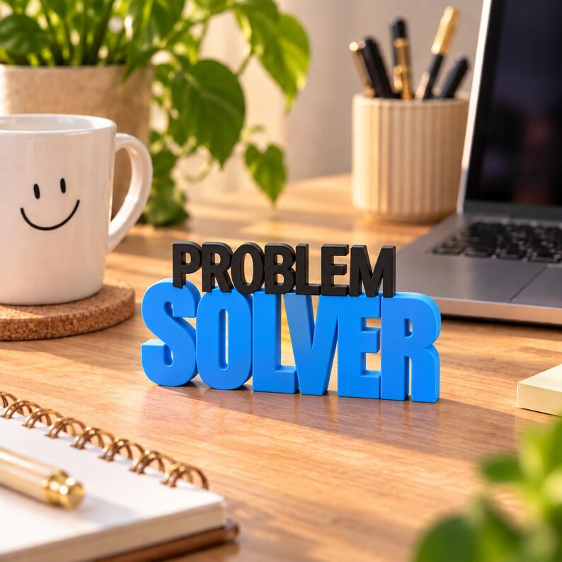 Personalized Coworker Gift | 3D Desk Sign with Custom Text | Farewell Office Team Gift Problem Solver