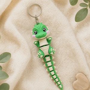 Crocodile Keychain Movable | Articulated Flexi 3D Print Green | Gift for Animal Lovers image 6