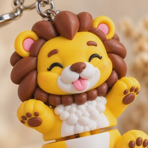 Lion Flexi Keychain | Movable Mane | 3D Printed Gift image 12